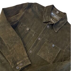 Vintage Kenneth Cole Reaction Suede Leather Jacket Mens L Black Button Up Indie